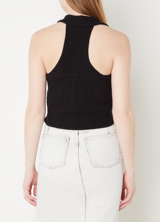 IRO Quawo fijngebreide crop top met structuur - achterkant zwart