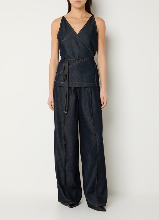 IRO Remy high waist wide leg jeans met donkere wassing - voorkant 3 indigo