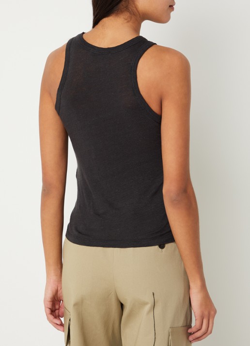 IRO Safrina semi-transparante tanktop van linnen - achterkant 3 zwart