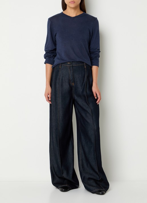 IRO Selhy fijngebreide pullover van linnen - voorkant 4 donkerblauw