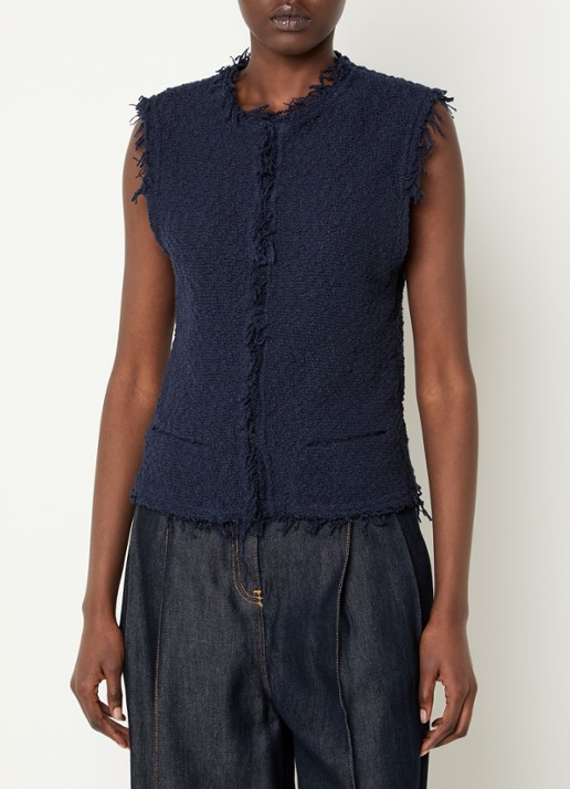 IRO Shanny gilet met franjes en paspelzakken