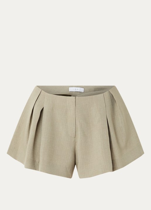 IRO Souty wide leg korte broek met steekzakken - voorkant olijfgroen