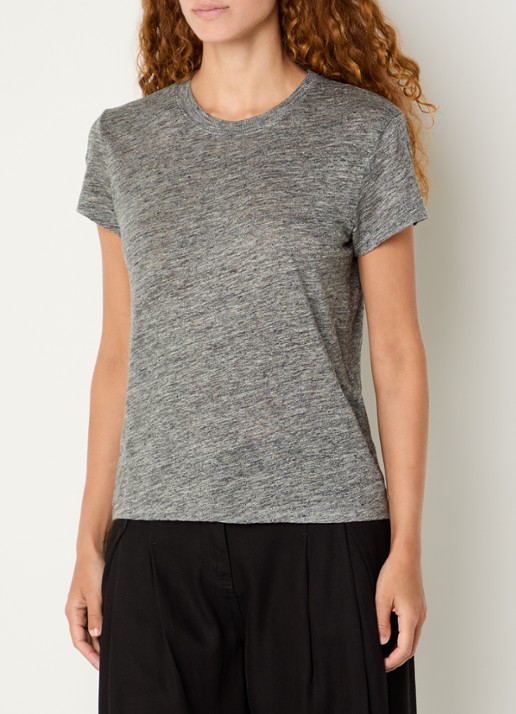 IRO T-shirt van linnen met ronde hals