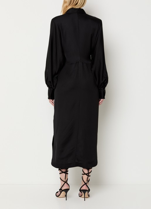 IRO Ursana maxi blousejurk van satijn met ballonmouw - achterkant 3 zwart