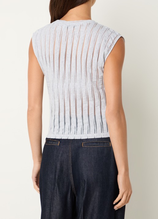 IRO Uzelie semi-transparante tanktop met ronde hals - achterkant 4 lichtgrijs
