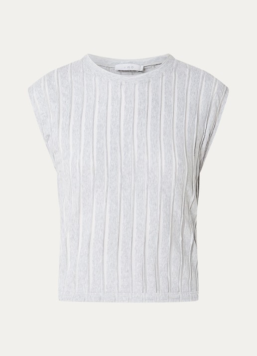 IRO Uzelie semi-transparante tanktop met ronde hals - voorkant lichtgrijs