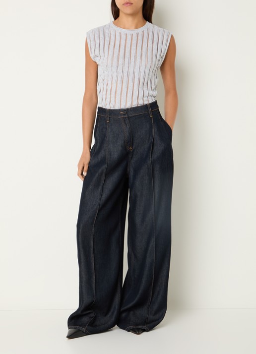 IRO Uzelie semi-transparante tanktop met ronde hals - voorkant 2 lichtgrijs