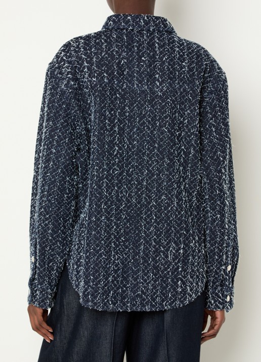IRO Velini blouse van denim met borstzakken - achterkant donkerblauw