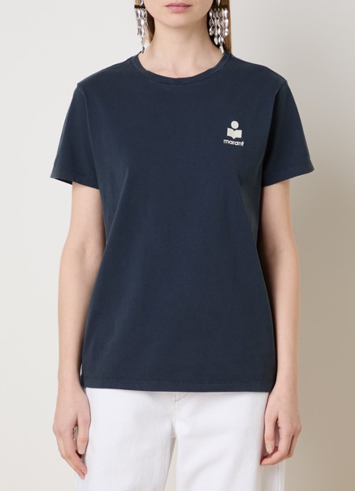 Isabel Marant Aby T-shirt met logoborduring - detail 2 donkerblauw