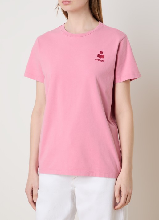 Isabel Marant Aby T-shirt met logoborduring - detail 2 roze