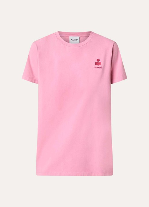Isabel Marant Aby T-shirt met logoborduring - voorkant 4 roze