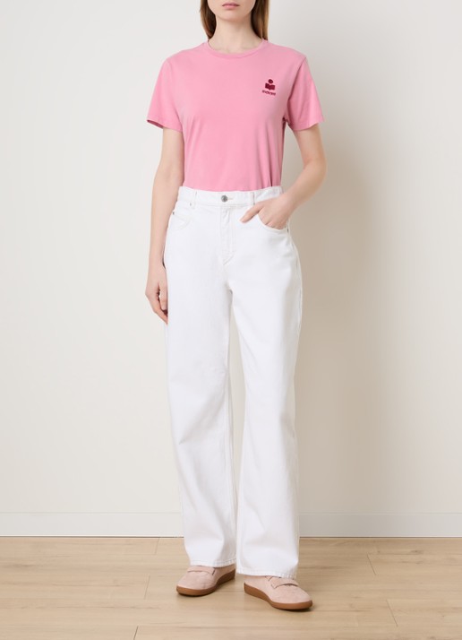 Isabel Marant Aby T-shirt met logoborduring - voorkant 5 roze