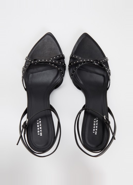 Isabel Marant Adole sandalette van lamsleer met studs - detail 5 zwart