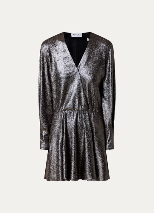Isabel Marant Alexane mini jurk met lurex - voorkant 4 zwart