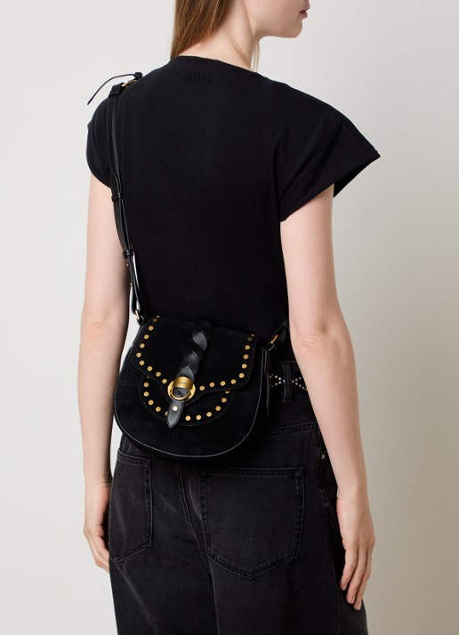 Isabel Marant Altay crossbodytas van kalfssuède - voorkant 2 zwart