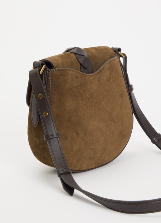 Isabel Marant Altay Small crossbodytas van kalfssuède - achterkant 6 donkerkhaki