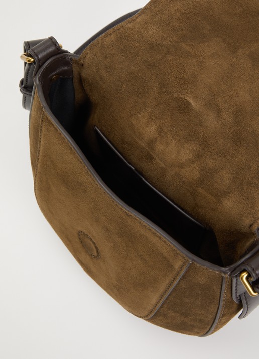 Isabel Marant Altay Small crossbodytas van kalfssuède - detail donkerkhaki