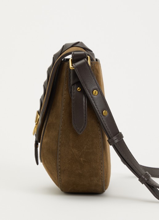 Isabel Marant Altay Small crossbodytas van kalfssuède - detail 2 donkerkhaki