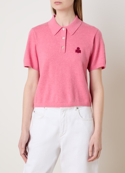 Isabel Marant Althea polo met logoborduring - detail 4 roze