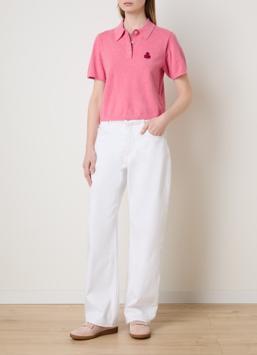 Isabel Marant Althea polo met logoborduring - voorkant 3 roze