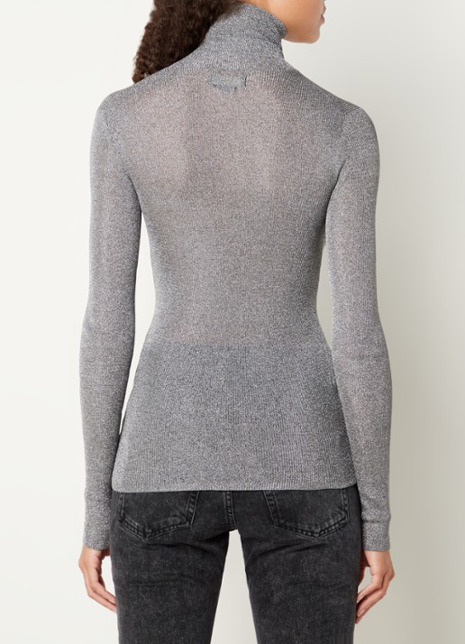 Isabel Marant Anabela semi-transparante fijngebreide top met lurex - achterkant lichtgrijs