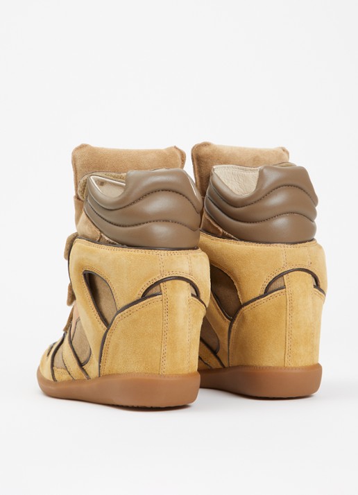 Isabel Marant Bekett sneakerwedge van kalfssuède - achterkant 3 khaki