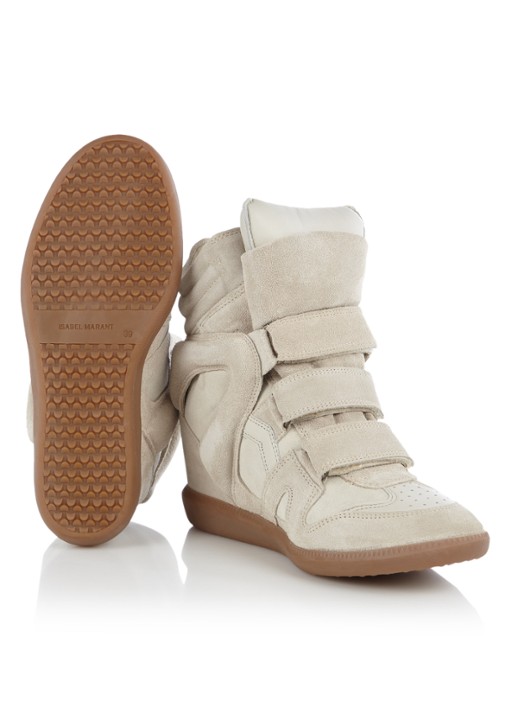 Isabel Marant Bekett sneakerwedge van suède - detail 5 ivoor