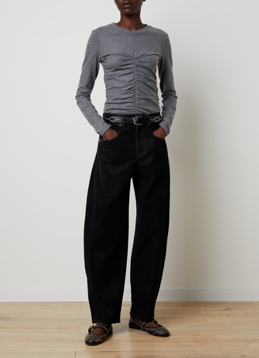 Isabel Marant Belky high waist straight leg jeans met steekzakken - voorkant 6 zwart