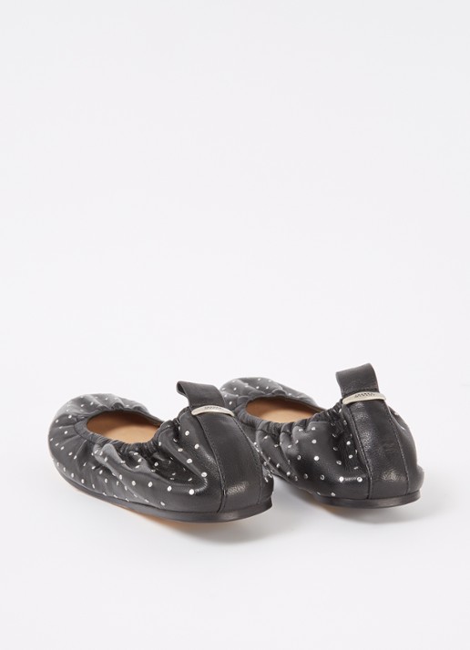 Isabel Marant Belna ballerina van leer met stippenprint - achterkant zwart