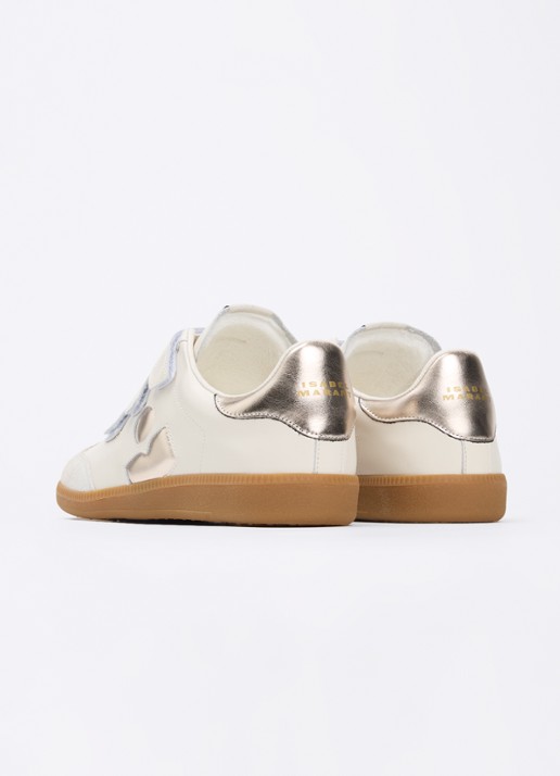 Isabel Marant Beth sneaker van leer met details van suède  - achterkant beige