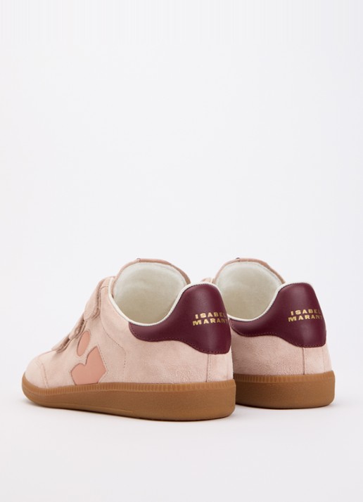 Isabel Marant Beth sneaker van leer met details van suède  - achterkant oudroze