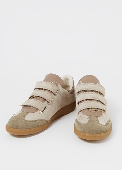 Isabel Marant Beth sneaker van suède met leren details - detail 2 taupe