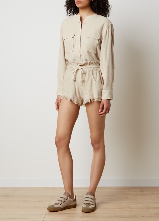 Isabel Marant Beth sneaker van suède met leren details - voorkant 7 taupe