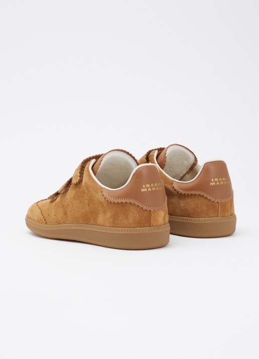 Isabel Marant Beth sneaker van suède met leren details - achterkant 3 cognac