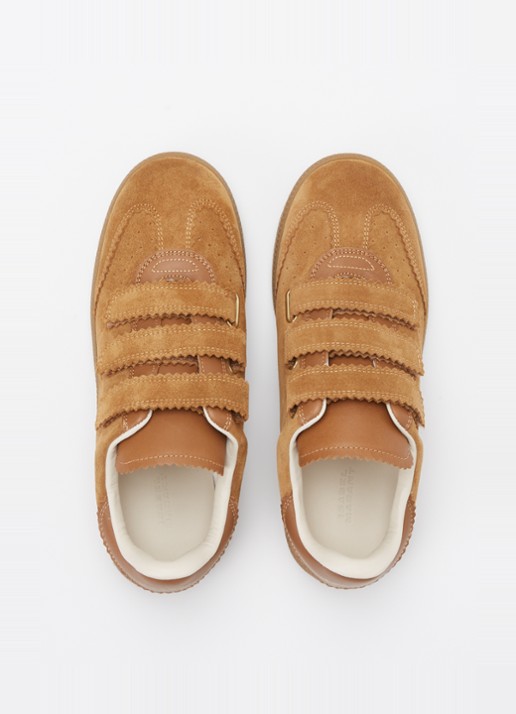 Isabel Marant Beth sneaker van suède met leren details - detail 5 cognac