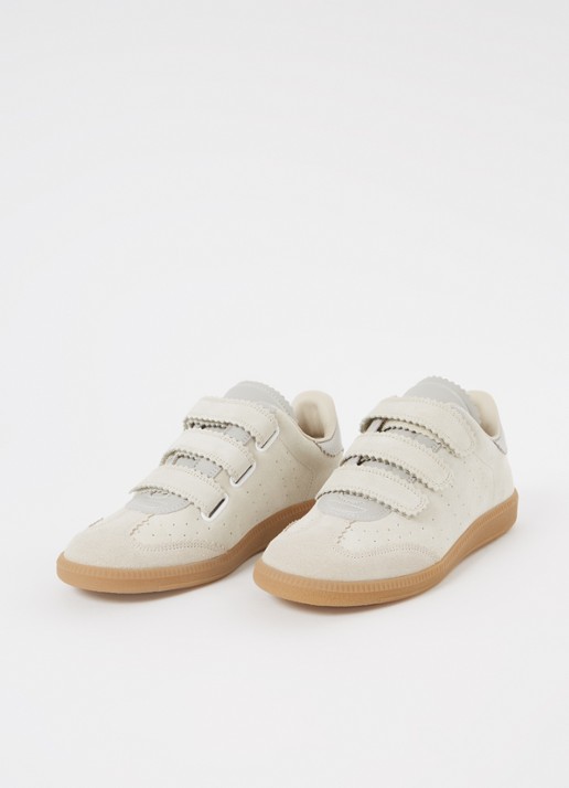 Isabel Marant Beth sneaker van suède  - detail donkerbeige
