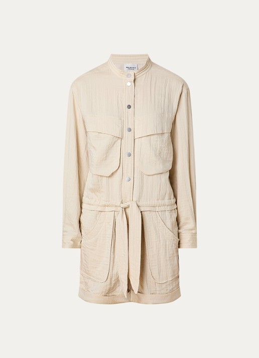 Isabel Marant Betyna straight fit playsuit met steekzakken - voorkant lichtgeel