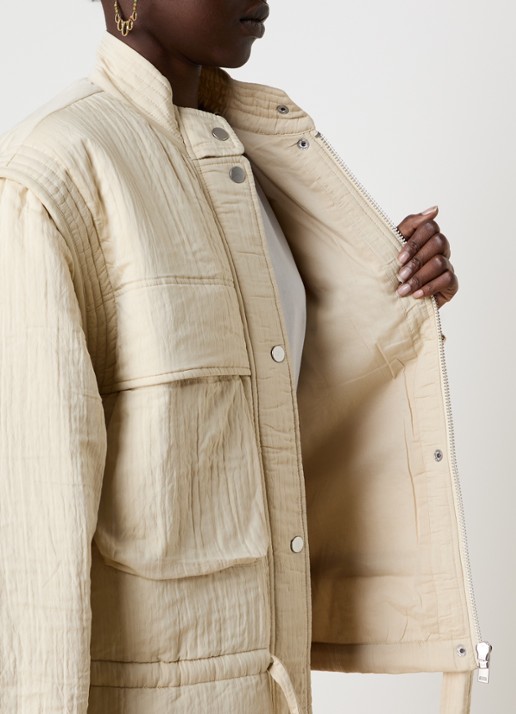Isabel Marant Blandina gewatteerd jack met trekkoord en steekzakken - detail 3 creme
