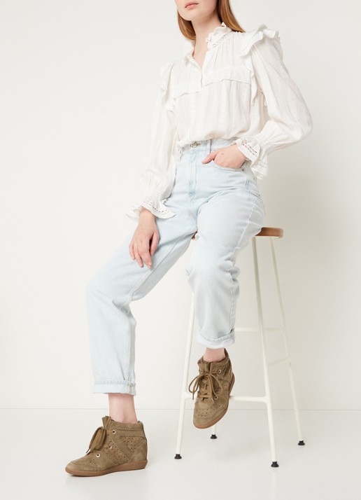 Isabel Marant Bobby sneakerwedge van kalfssuède - voorkant 5 bronsgroen