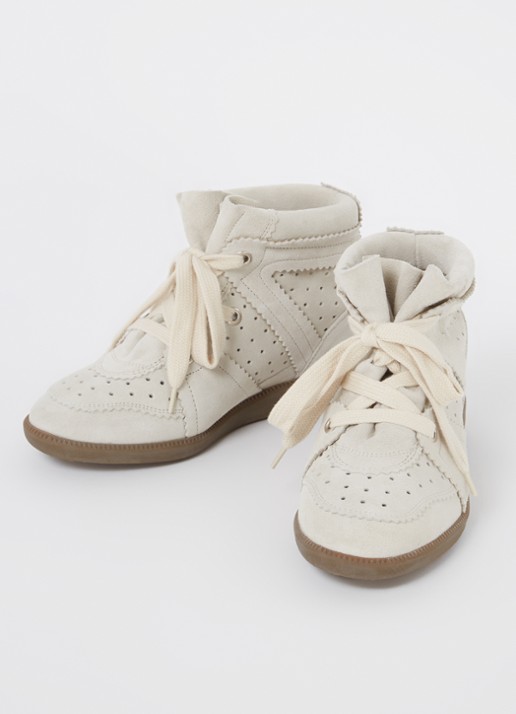 Isabel Marant Bobby sneakerwedge van kalfssuède - detail 7 gebroken wit