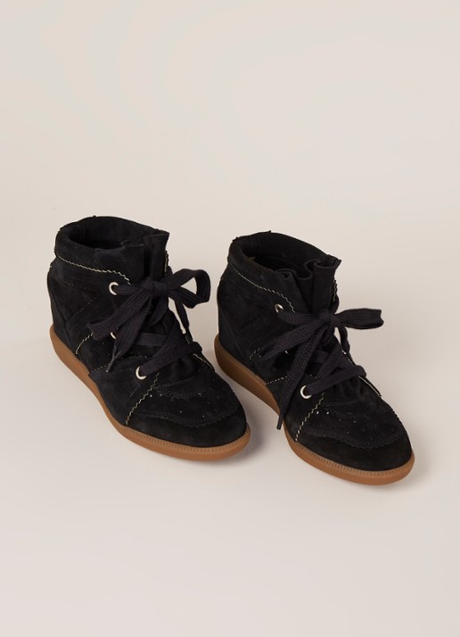 Isabel Marant Bobby sneakerwedge van kalfssuède  - detail 5 zwart