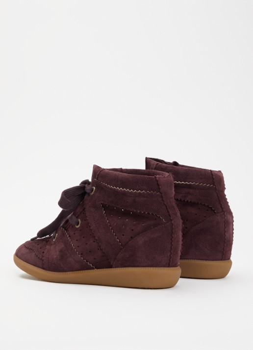 Isabel Marant Bobby sneakerwedge van kalfssuède  - achterkant 3 aubergine