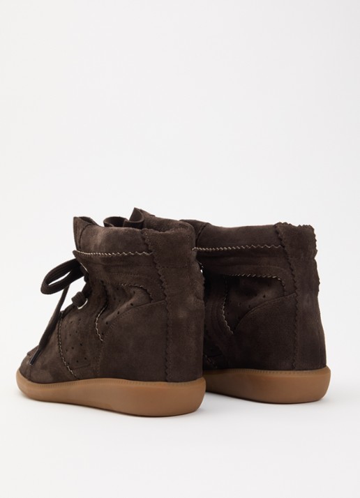 Isabel Marant Bobby sneakerwedge van kalfssuéde  - achterkant 4 chocoladebruin
