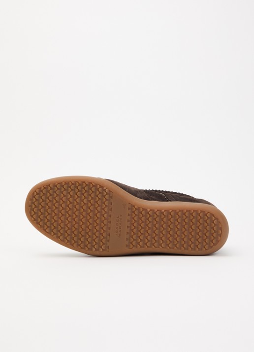 Isabel Marant Bobby sneakerwedge van kalfssuéde  - detail 2 chocoladebruin