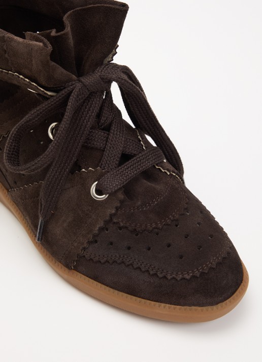 Isabel Marant Bobby sneakerwedge van kalfssuéde  - detail 3 chocoladebruin