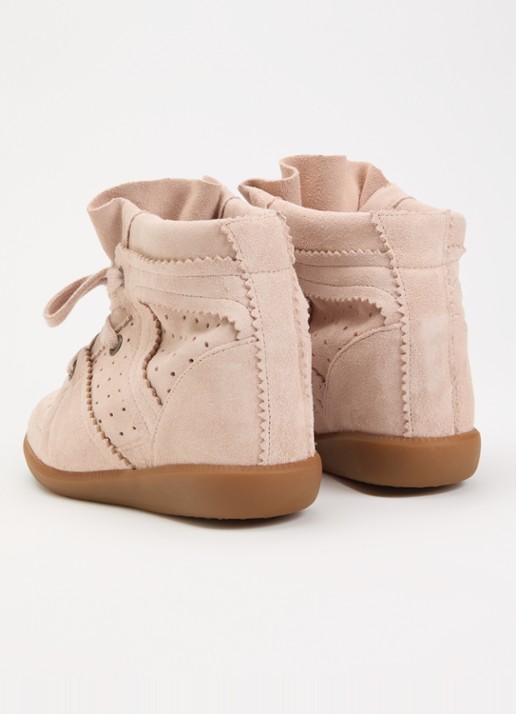 Isabel Marant Bobby sneakerwedge van suède - achterkant 4 lichtroze