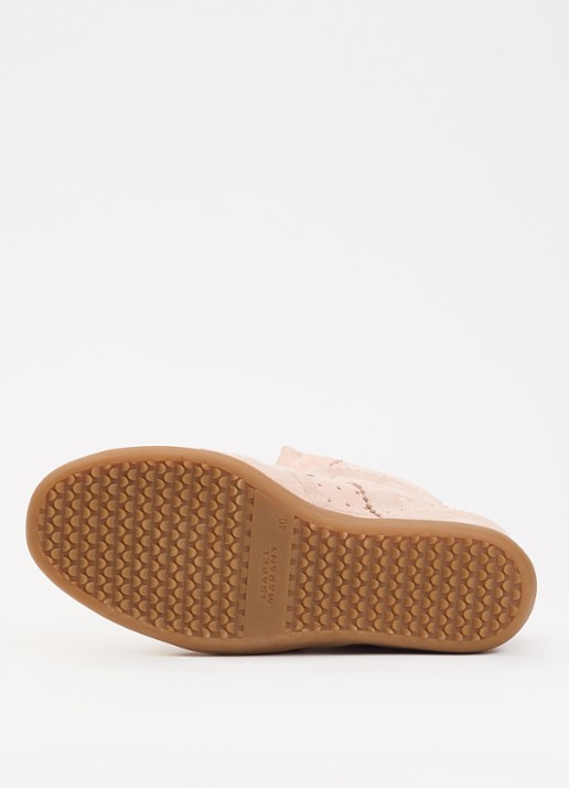 Isabel Marant Bobby sneakerwedge van suède - detail 2 lichtroze