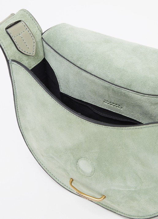 Isabel Marant Botsy crossbodytas van kalfssuède met leren details - detail 2 groen