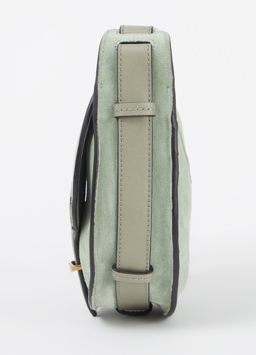Isabel Marant Botsy crossbodytas van kalfssuède met leren details - detail 3 groen