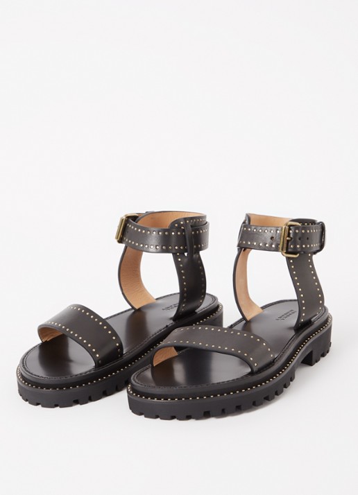 Isabel Marant Breena sandaal van leer met studs - detail 4 zwart